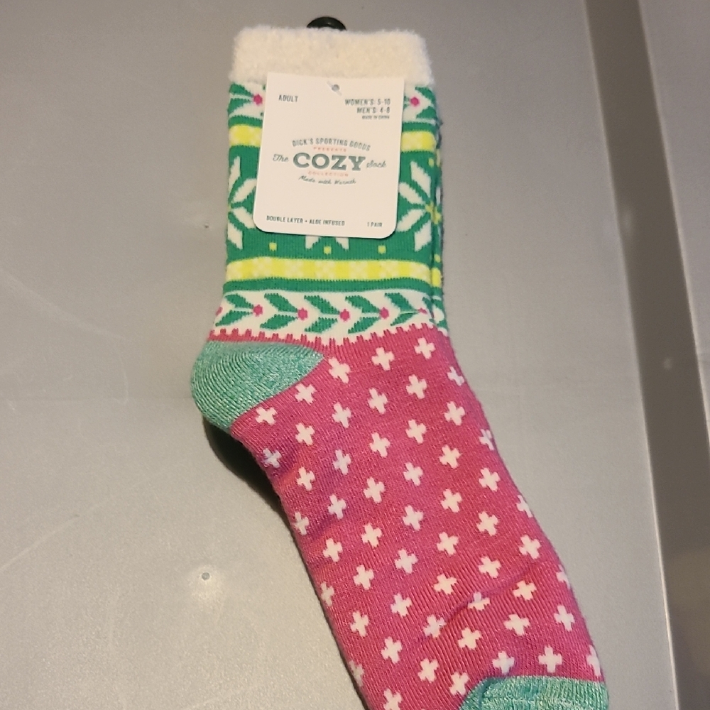 Women's Pink and Green Casual Socks